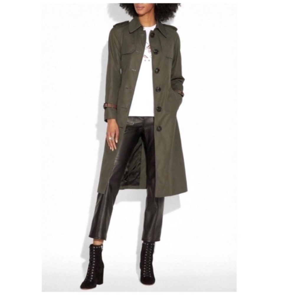 NWT Coach Women’s Trench Coat with Leather Trim